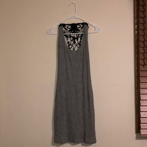 Gray Knit with Open Back Body Con Dress